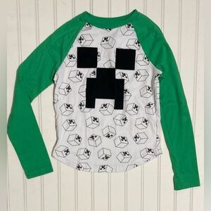 Mojang Minecraft Kid’s Boy’s Long Sleeve Shirt Size XS 4/5 Green White Black Top